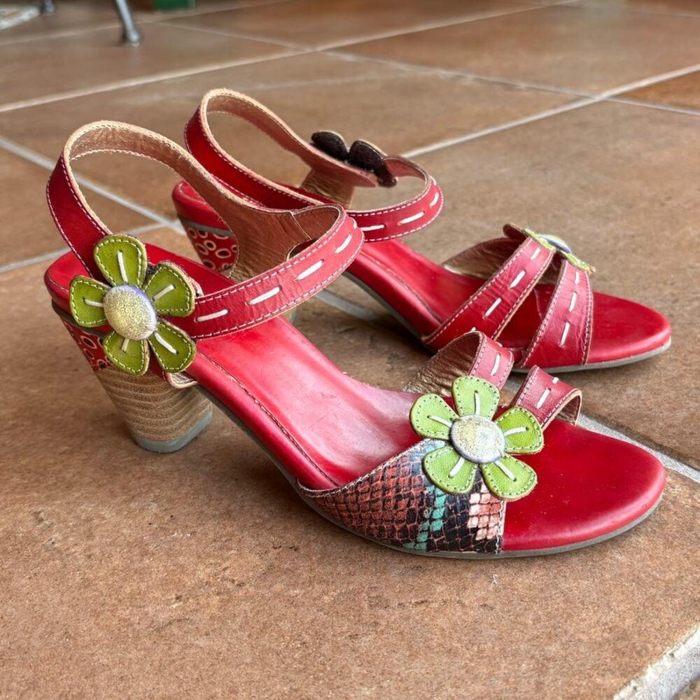 Spring Step Aliana Sandals with Flowers, Polka Dots Artsy Statement 38/US 7.5-8